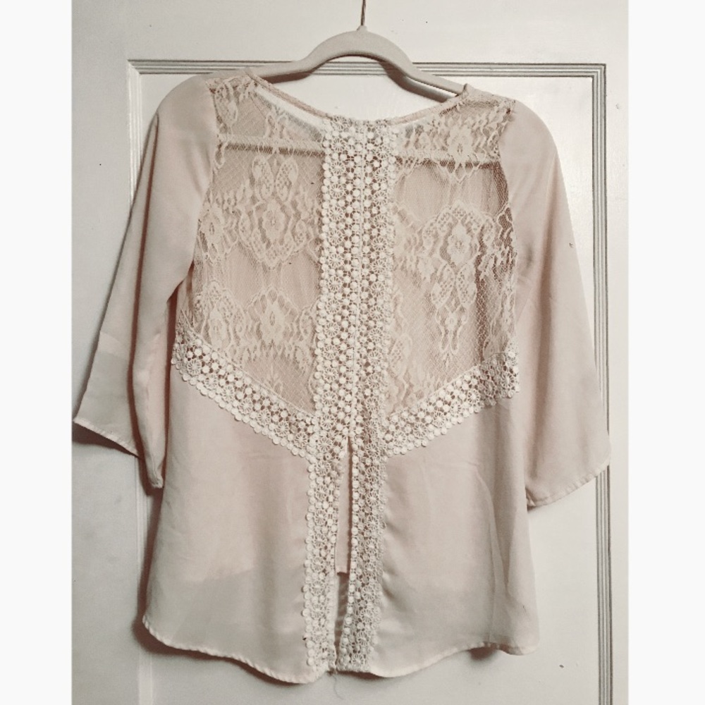 Lush White Chiffon and Lace Top